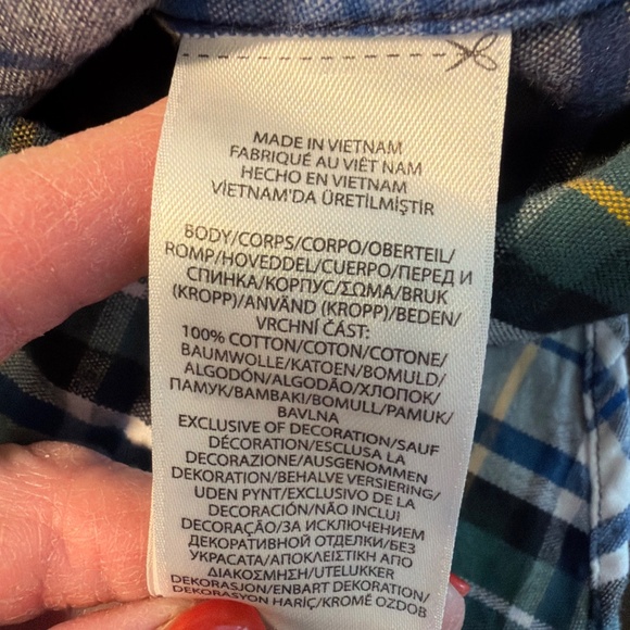 Polo Ralph Lauren Boys Green Blue Plaid Brushed Cotton Button Down M 10-12 - Picture 4 of 6